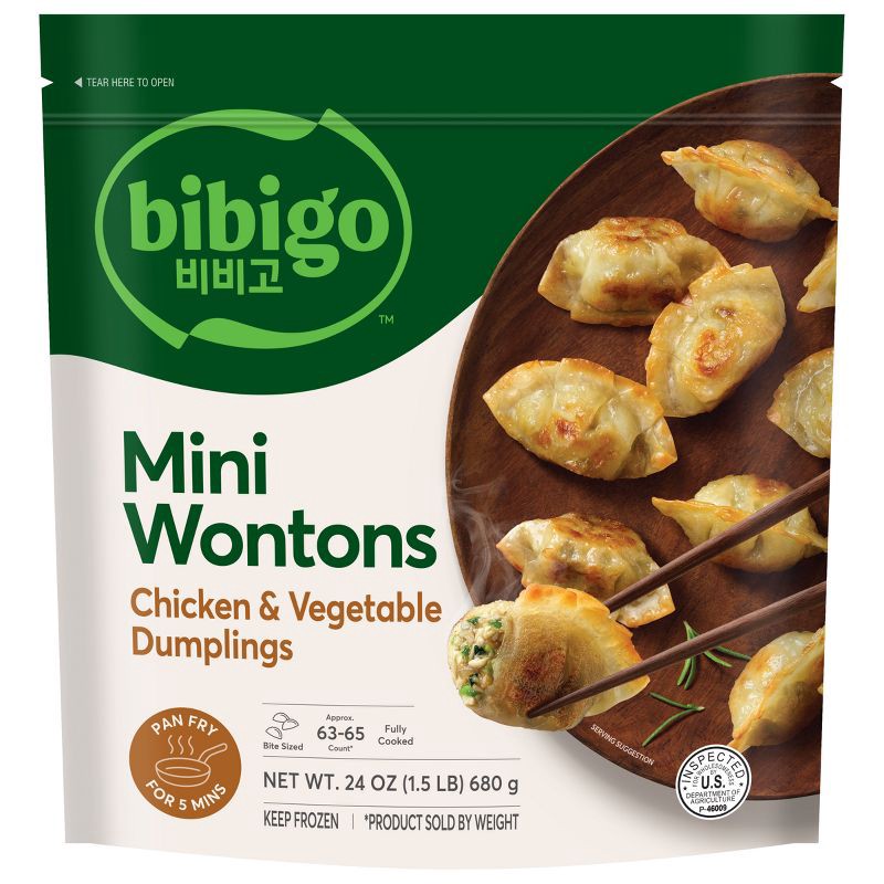 slide 1 of 8, Bibigo Frozen Mini Wontons Chicken and Vegetable Dumplings - 24oz, 24 oz