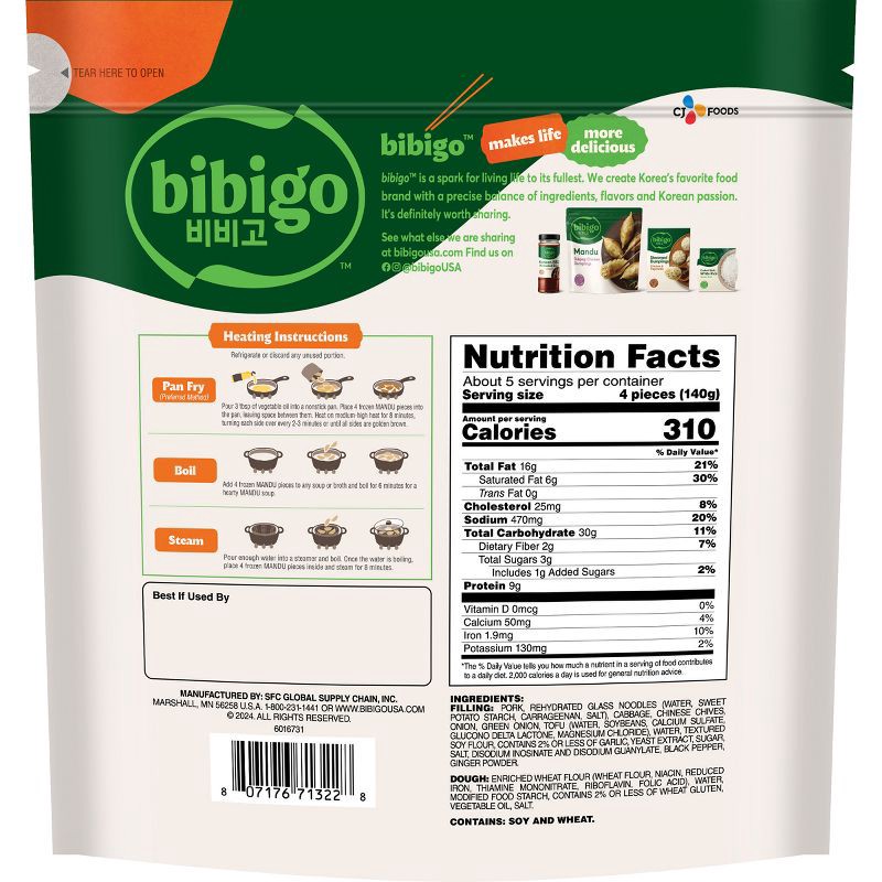 slide 2 of 8, Bibigo Frozen Mandu Pork & Vegetable Dumplings - 24oz, 24 oz