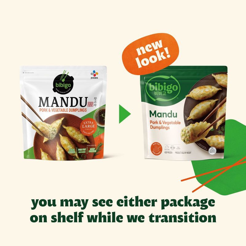 slide 3 of 8, Bibigo Frozen Mandu Pork & Vegetable Dumplings - 24oz, 24 oz