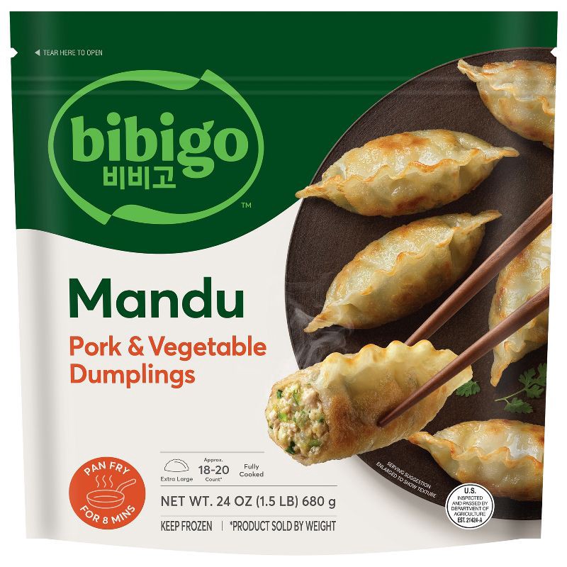 slide 1 of 7, Bibigo Frozen Mandu Pork & Vegetable Dumplings - 24oz, 24 oz