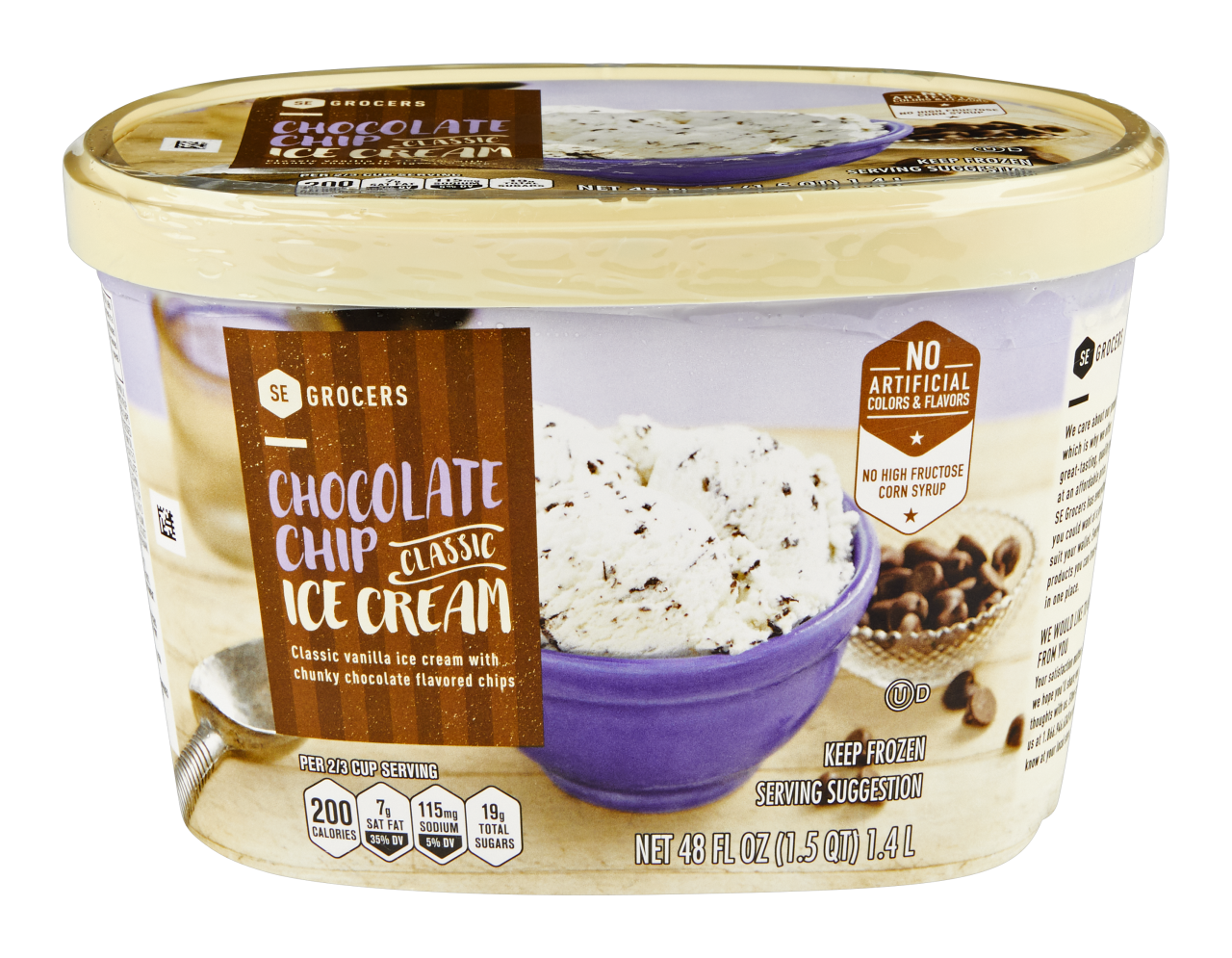 slide 1 of 1, SE Grocers Classic Ice Cream Chocolate Chip, 48 oz