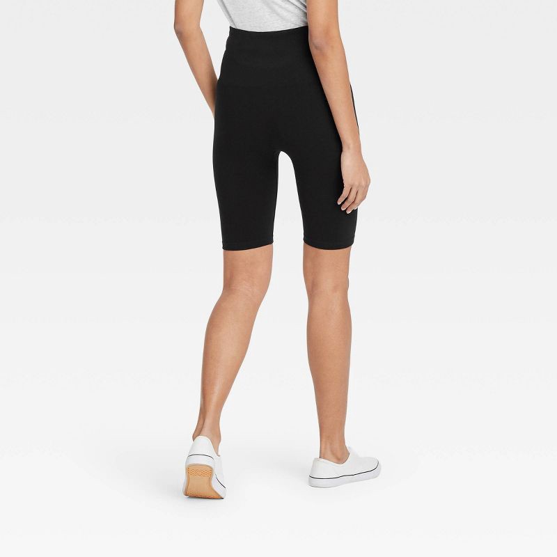slide 2 of 2, Women's High-Waist Seamless 7" Inseam Bike Shorts - A New Day™ Black S/M: Midweight, Stretch Jersey, 1 ct