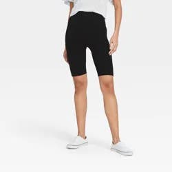 Women's High-Waist Seamless 7" Inseam Bike Shorts - A New Day™ Black S/M: Midweight, Stretch Jersey