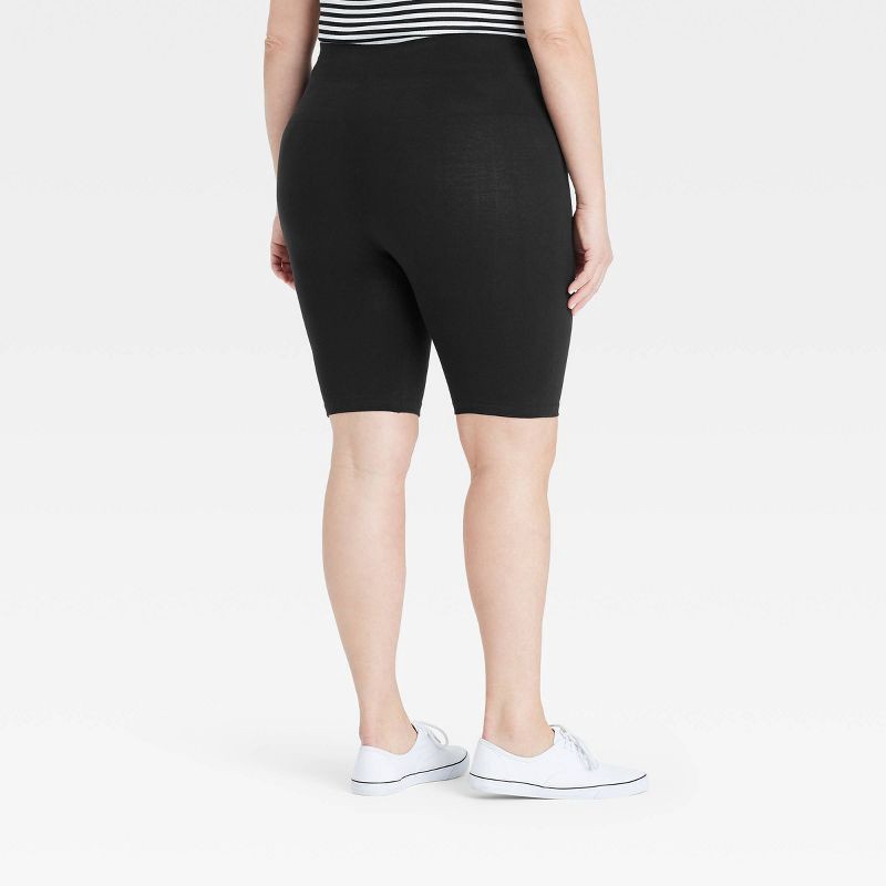 slide 2 of 2, Women's Plus Size High-Waist Seamless 7" Inseam Bike Shorts - A New Day™ Black 1X: Midweight Jersey, Stretch, 1 ct