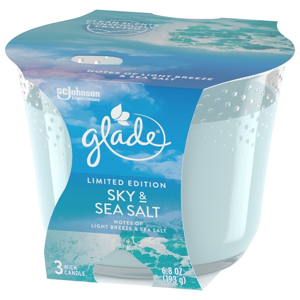 slide 3 of 4, Glade Sky Sea Salt 3-Wick Candle, 6.8 oz