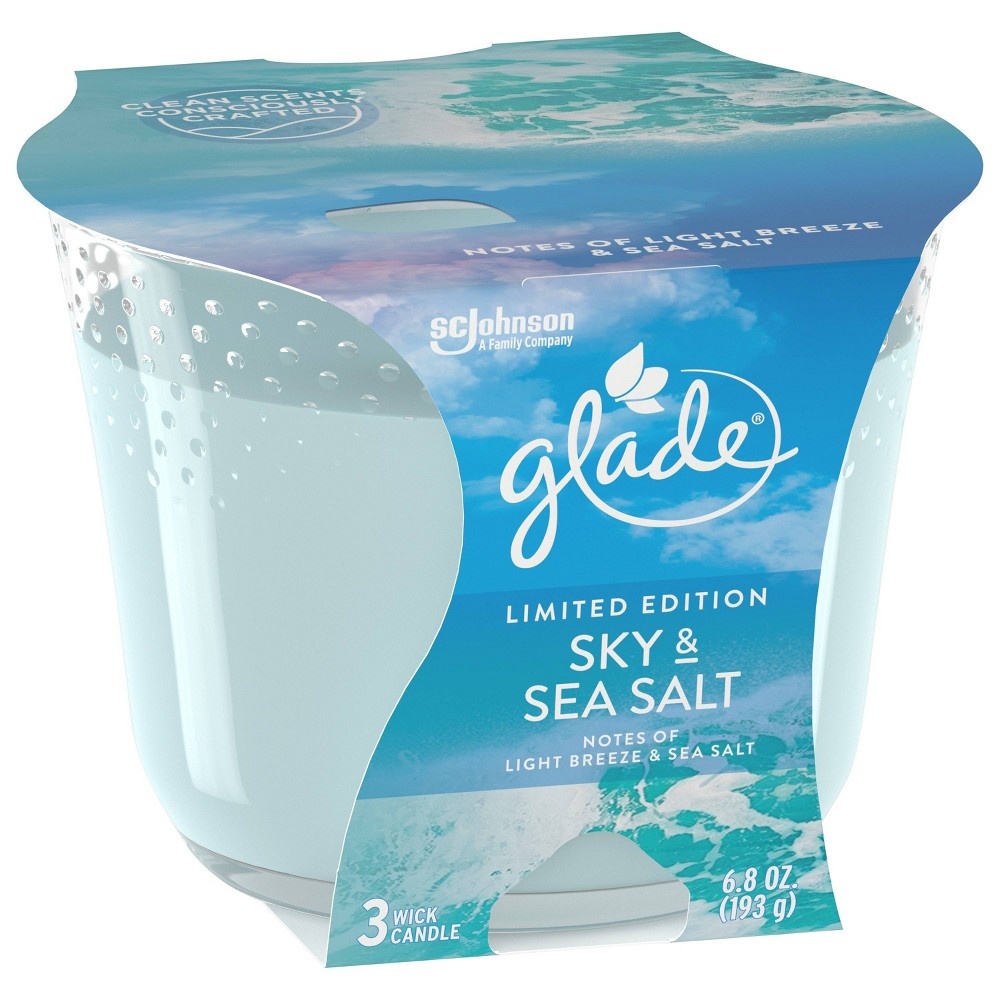 slide 4 of 4, Glade Sky Sea Salt 3-Wick Candle, 6.8 oz