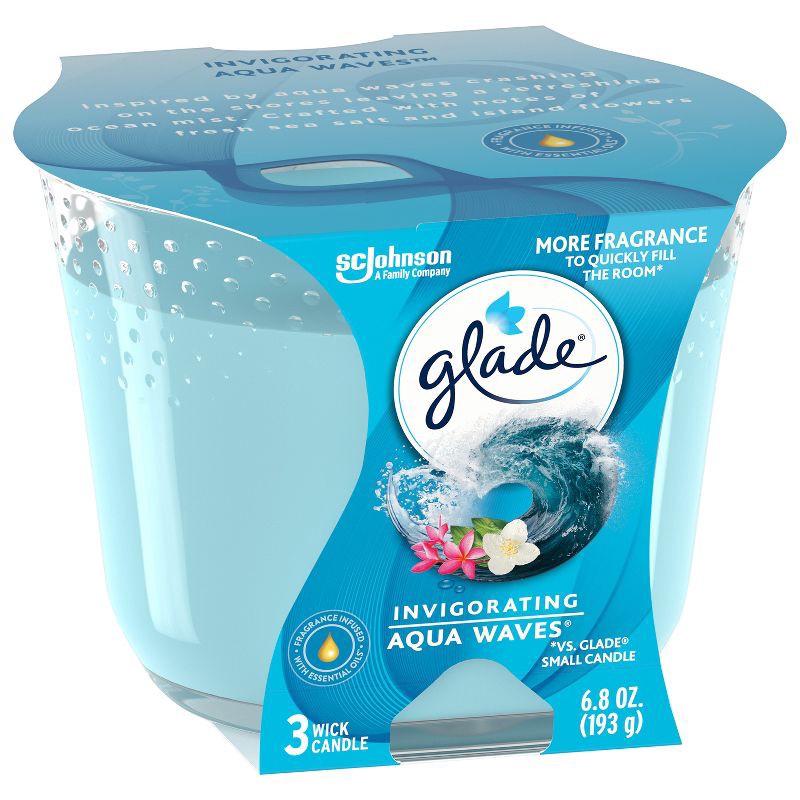 slide 14 of 15, Glade 3 Wick Candles Aqua Waves - 6.8oz, 6.8 oz