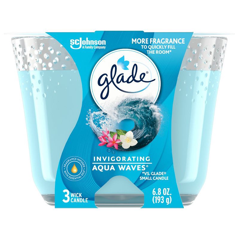 slide 11 of 15, Glade 3 Wick Candles Aqua Waves - 6.8oz, 6.8 oz