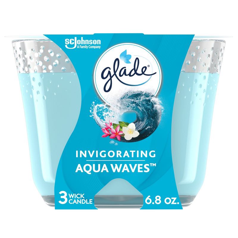 slide 1 of 15, Glade 3 Wick Candles Aqua Waves - 6.8oz, 6.8 oz