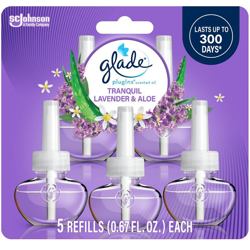 slide 1 of 16, Glade Air Freshener Plug Ins Scented Oil Diffuser Refills - Tranquil Lavender & Aloe Refill - 3.35 fl oz/5pk, 5 ct; 3.35 fl oz