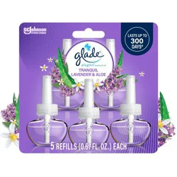 Glade Air Freshener Plug Ins Scented Oil Diffuser Refills - Tranquil Lavender & Aloe Refill - 3.35 fl oz/5pk