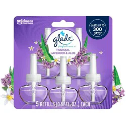 Glade Air Freshener Plug Ins Scented Oil Diffuser Refills - Tranquil Lavender & Aloe Refill - 3.35 fl oz/5pk