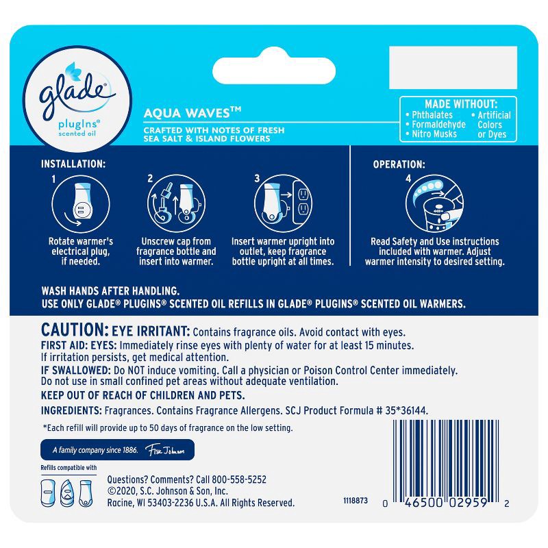 slide 3 of 13, Glade PlugIns Scented Oil Air Freshener Refills - Aqua Waves - 3.35oz/5pk, 5 ct; 3.35 oz