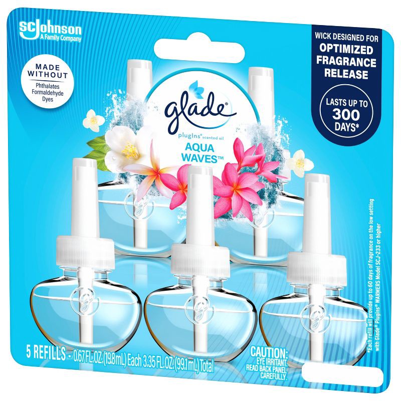 slide 15 of 16, Glade Air Freshener Plug Ins Scented Oil Diffuser Refills - Aqua Waves - 3.35 fl oz/5pk, 5 ct; 3.35 fl oz