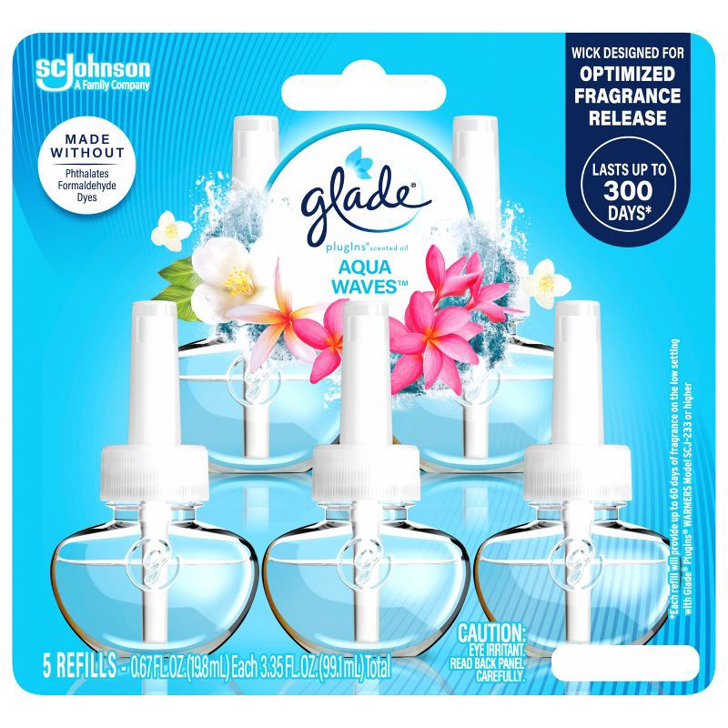 slide 4 of 16, Glade Air Freshener Plug Ins Scented Oil Diffuser Refills - Aqua Waves - 3.35 fl oz/5pk, 5 ct; 3.35 fl oz