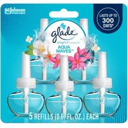 Glade Air Freshener Plug Ins Scented Oil Diffuser Refills - Aqua Waves - 3.35 fl oz/5pk