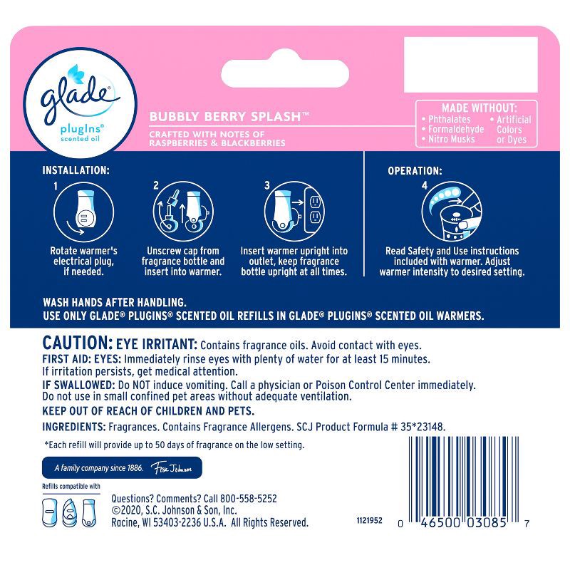 slide 6 of 13, Glade PlugIns Scented Oil Air Freshener Refill - Bubbly Berry Splash - 3.35oz/5pk, 5 ct; 3.35 oz