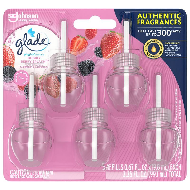 slide 10 of 13, Glade PlugIns Scented Oil Air Freshener Refill - Bubbly Berry Splash - 3.35oz/5pk, 5 ct; 3.35 oz