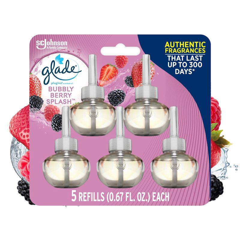 slide 1 of 13, Glade PlugIns Scented Oil Air Freshener Refill - Bubbly Berry Splash - 3.35oz/5pk, 5 ct; 3.35 oz