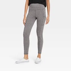 Women's High Waisted Stash Pocket Leggings - A New Day™ Gray L: Polyester-Spandex Blend, Wide Waistband, Ankle Length