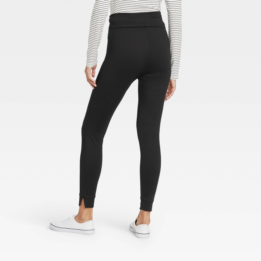 slide 2 of 3, Women's Brushed Leggings with Foldover Waistband and Split Hem Cuffs - A New Day Black XL, 1 ct