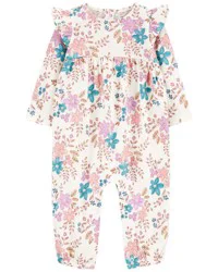 Carter's Baby Floral Jersey Long-Sleeve Jumpsuit - Floral Multi NB