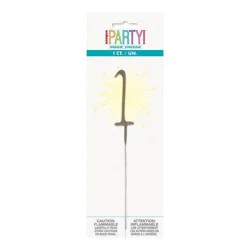 Number 1 Sparkler Flame Candle by Unique Industries: Gold Birthday Number Candle by Unique Industries
