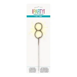 Number 8 Sparkler Flame Candle by Unique Industries: Gold Birthday Number Candle by Unique Industries, 7" Wax, Holiday Theme