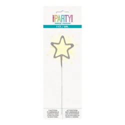 7" Star Shaped Sparkler Cake Candle: Gold Birthday Candle by Unique Industries
