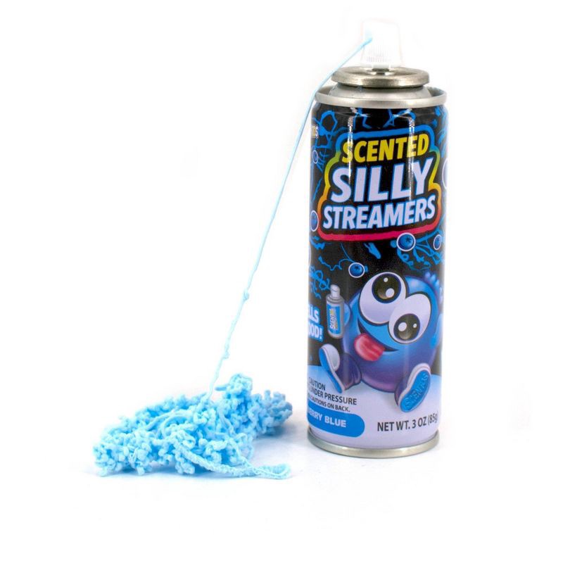 slide 2 of 3, Scentos Scented Silly Streamers Party Decoration Blue: Crazy String & Silly Spray for Kids, All Occasions, No Assembly Required, 1 ct