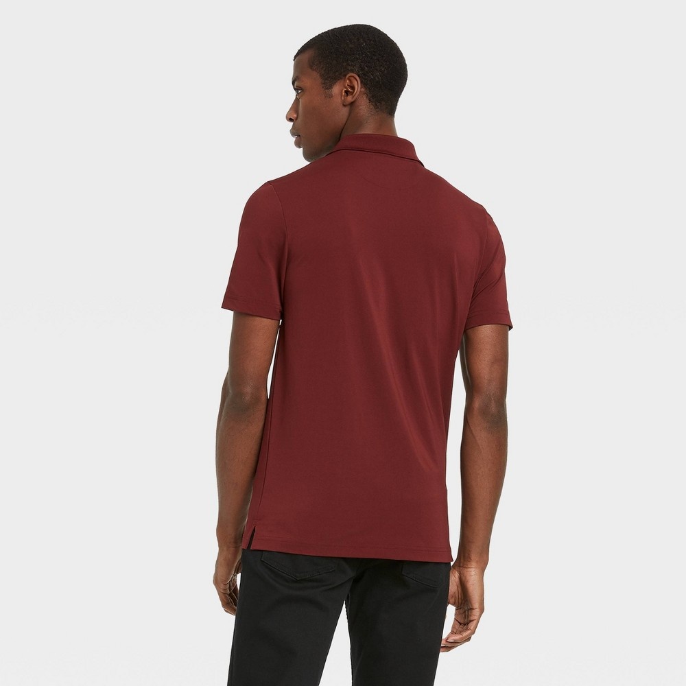 slide 2 of 3, Men's Short Sleeve Performance Polo Shirt - Goodfellow & Co Burgundy S, 12 ct