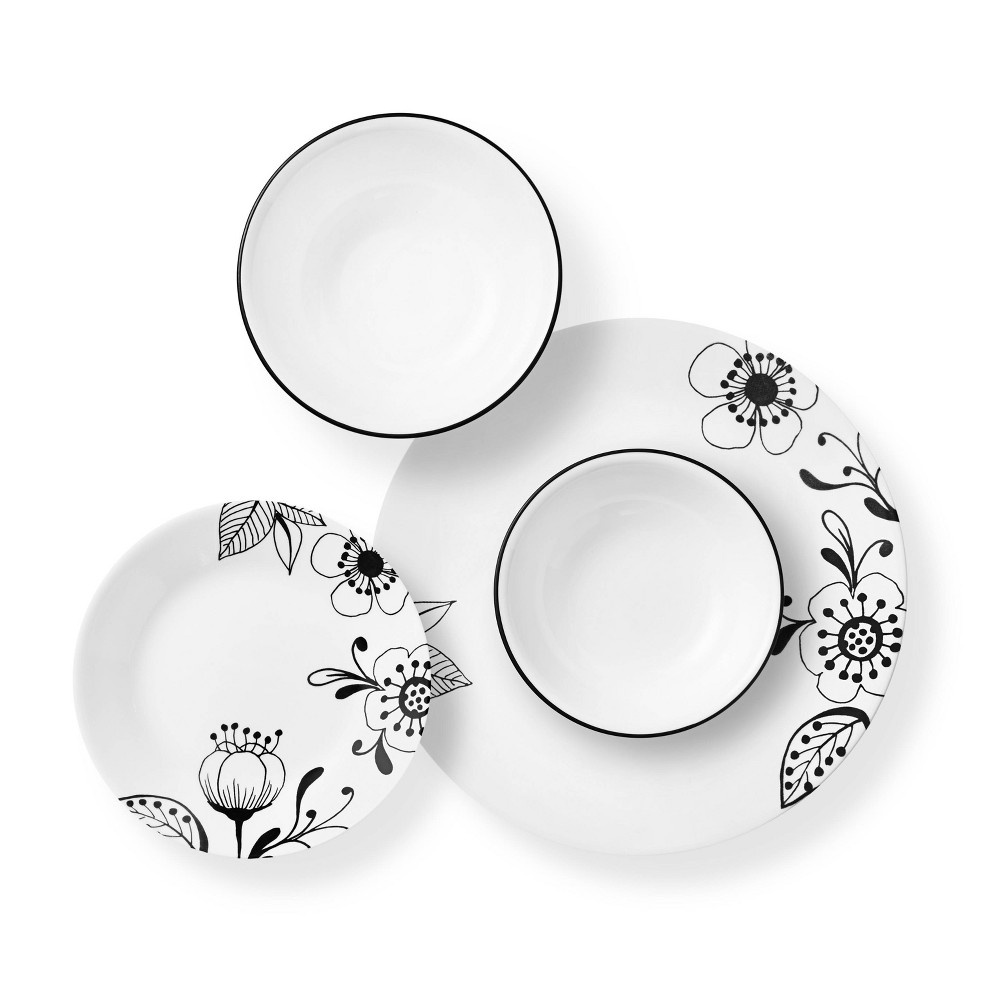 slide 2 of 5, Corelle Vitrelle Inked Poppy Dinnerware Set, 16 ct