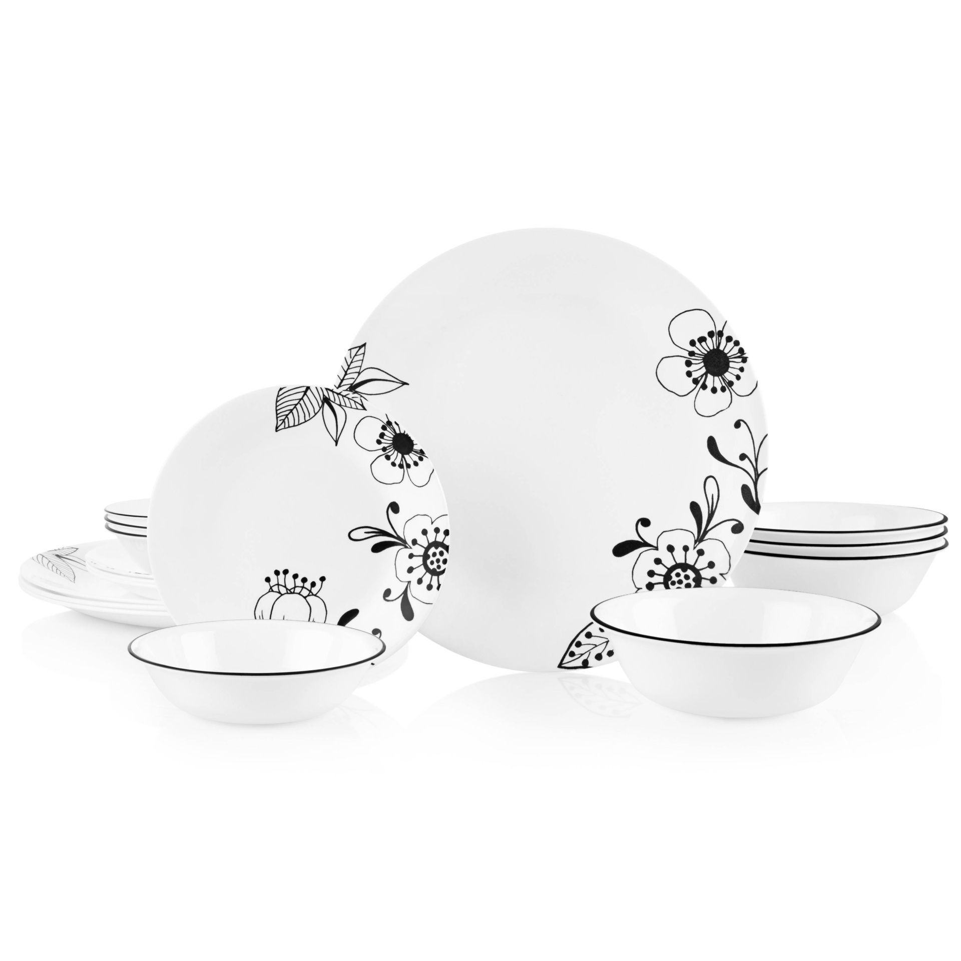 slide 1 of 5, Corelle Vitrelle Inked Poppy Dinnerware Set, 16 ct