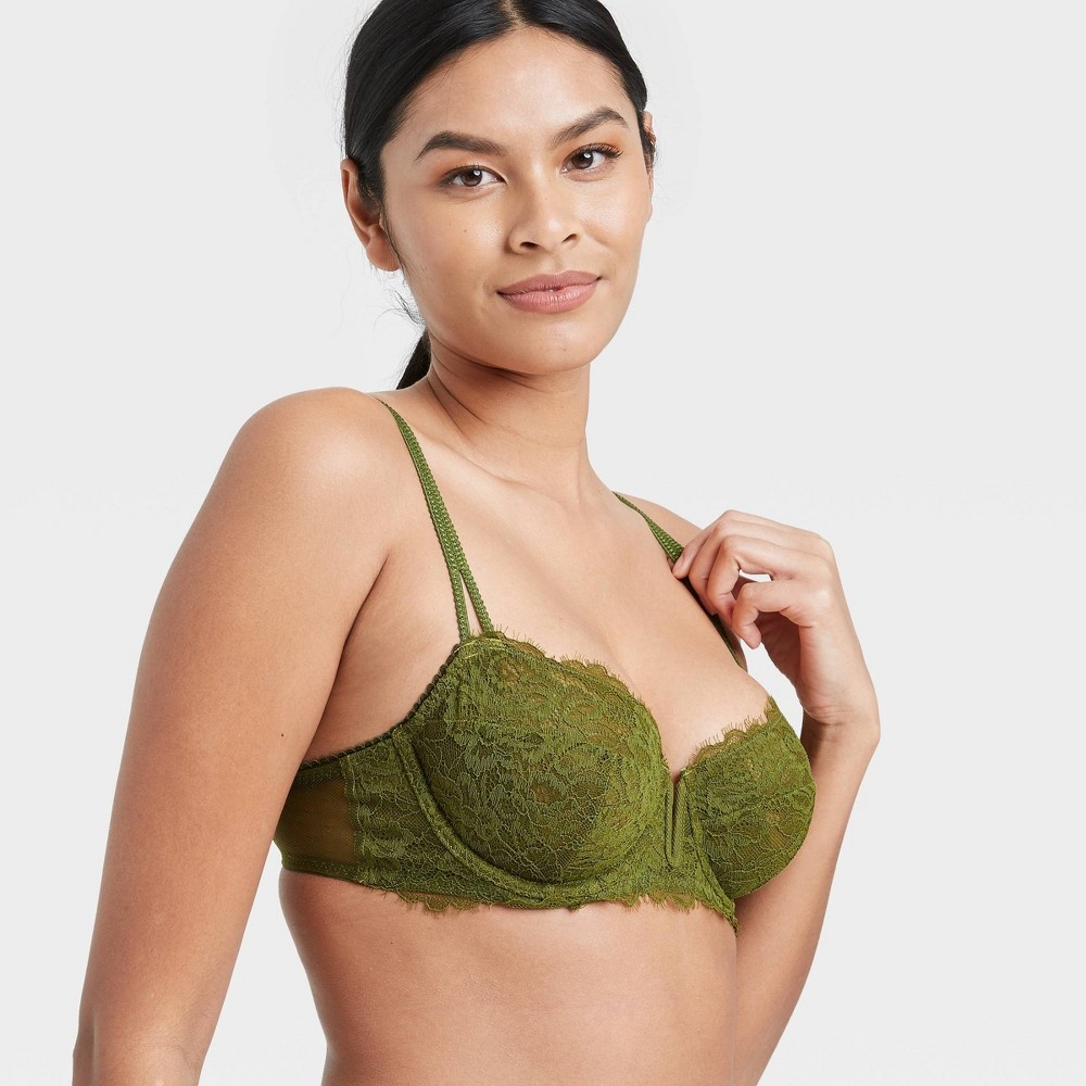 Women's Unlined Balconette Bra - Auden Green 34A 1 ct