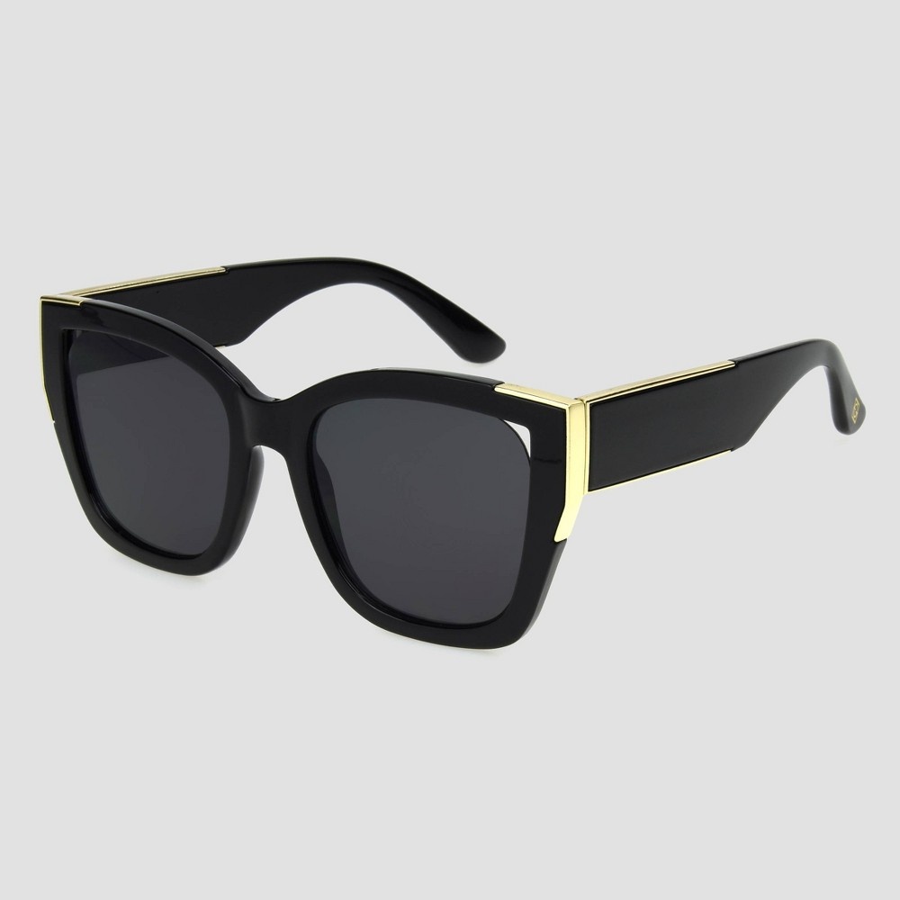 slide 2 of 2, Women's Oversized Square Sunglasses with Gold Accents - A New Day Black, 1 ct