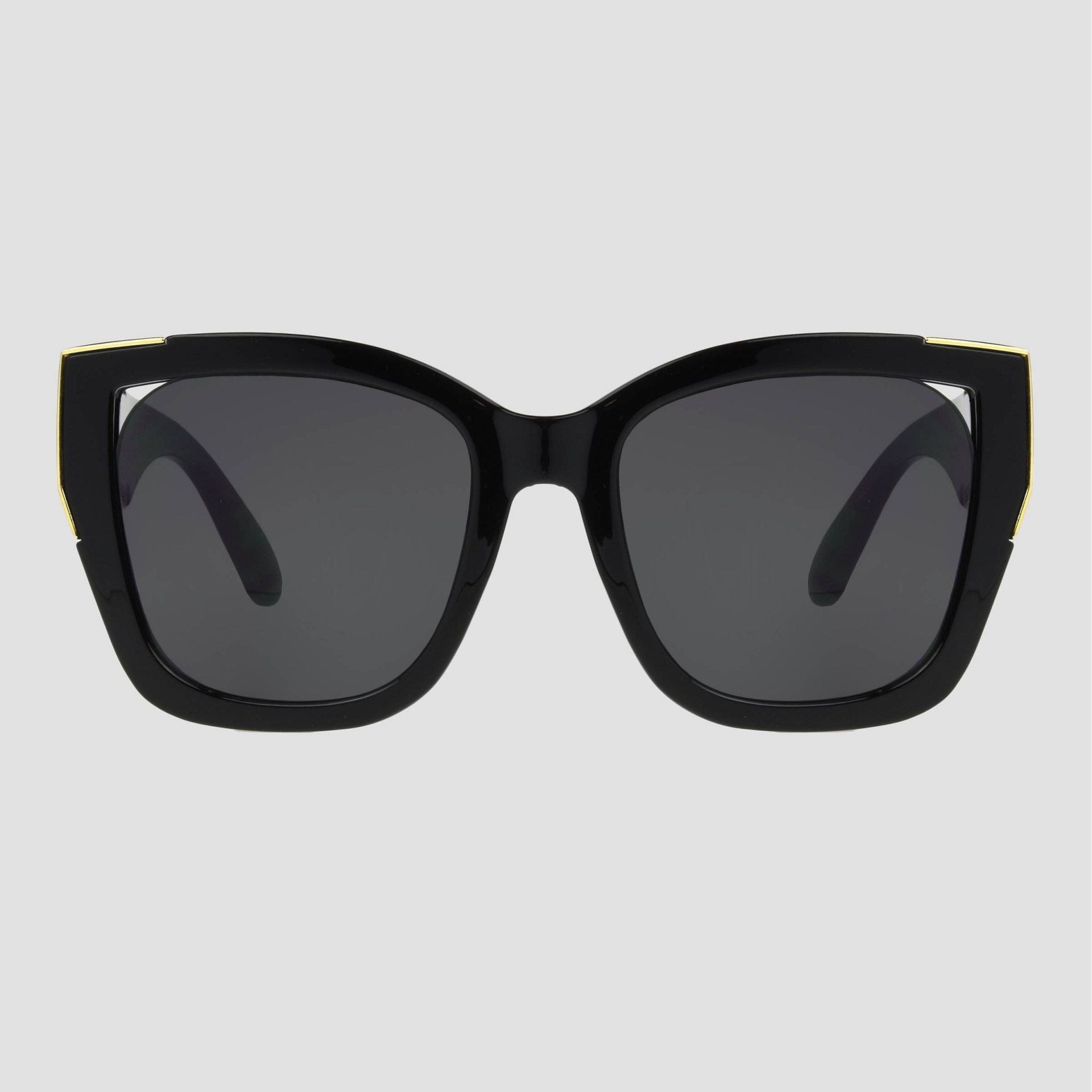 slide 1 of 2, Women's Oversized Square Sunglasses with Gold Accents - A New Day Black, 1 ct