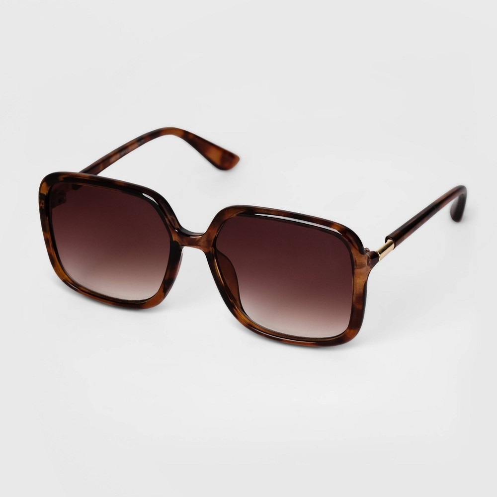 slide 2 of 2, Women's Tortoise Shell Oversized Square Sunglasses - A New Day Brown, 1 ct