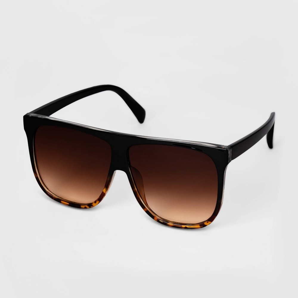 slide 2 of 2, Women's Two-Tone Oversized Square Sunglasses - A New Day Black, 1 ct