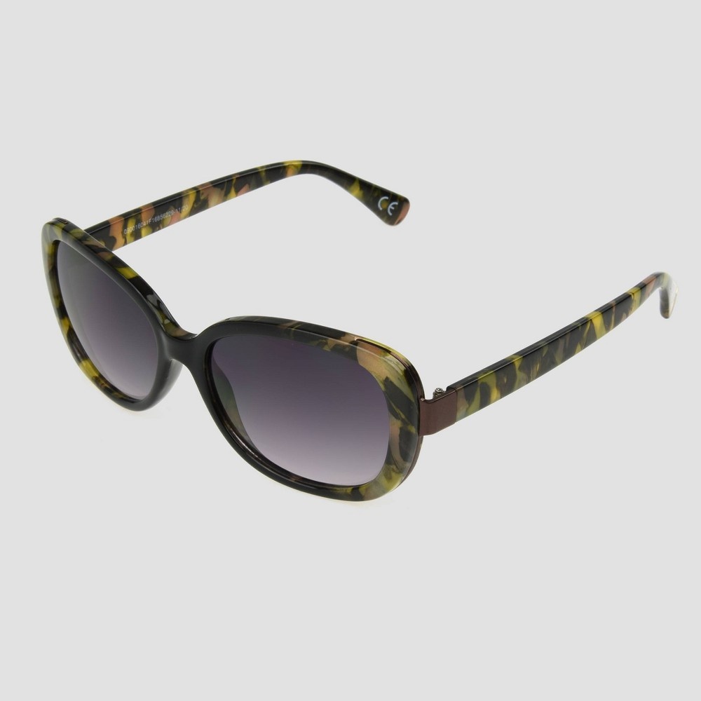 slide 2 of 2, Women's Rectangle Animal Print Sunglasses - A New Day Black/Green, 1 ct