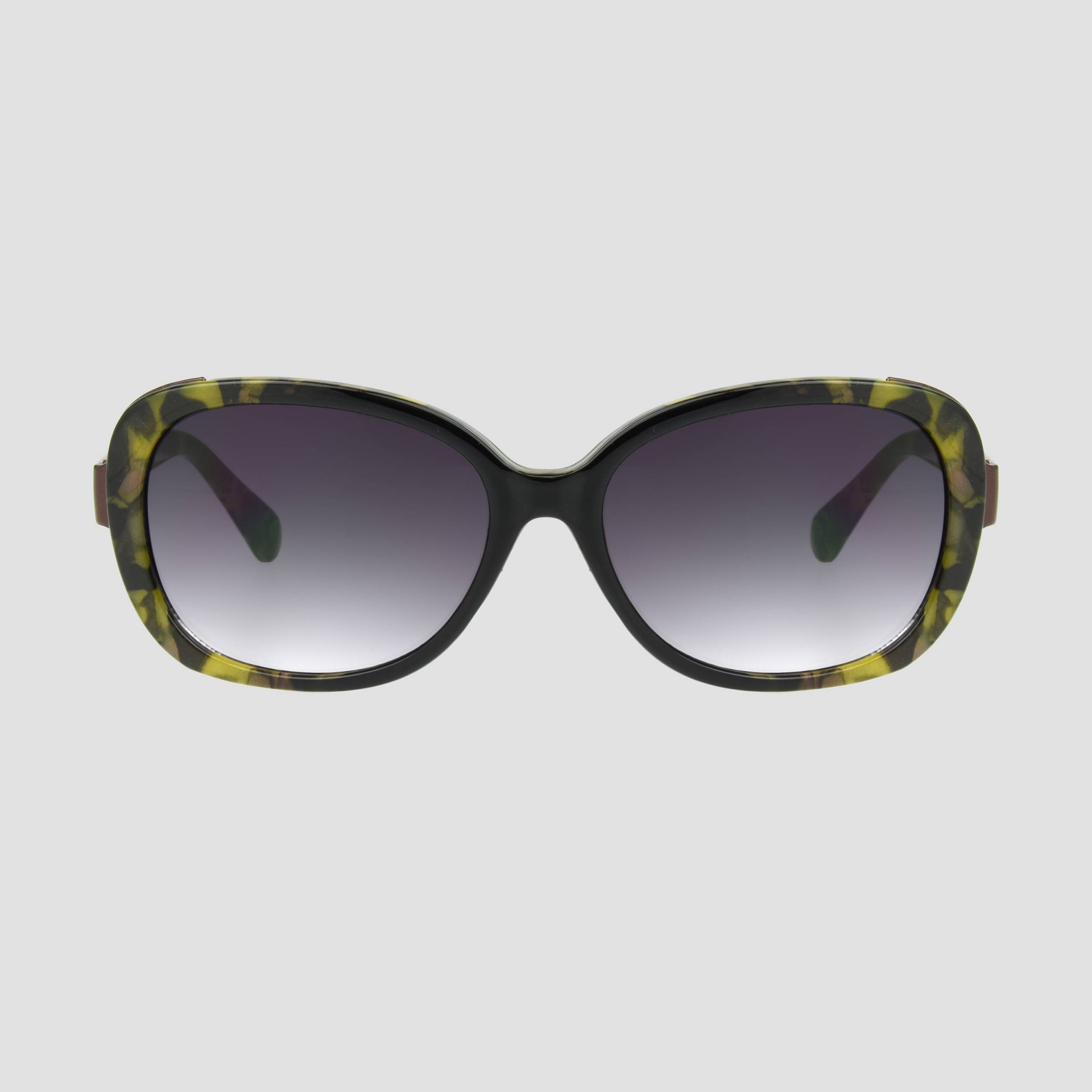 slide 1 of 2, Women's Rectangle Animal Print Sunglasses - A New Day Black/Green, 1 ct