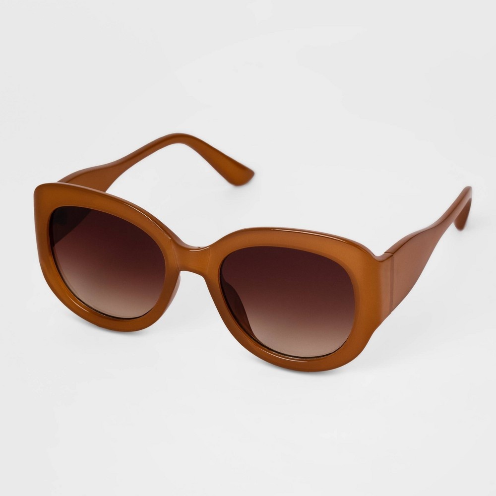 slide 2 of 2, Women's Round Oval Sunglasses - A New Day Brown, 1 ct