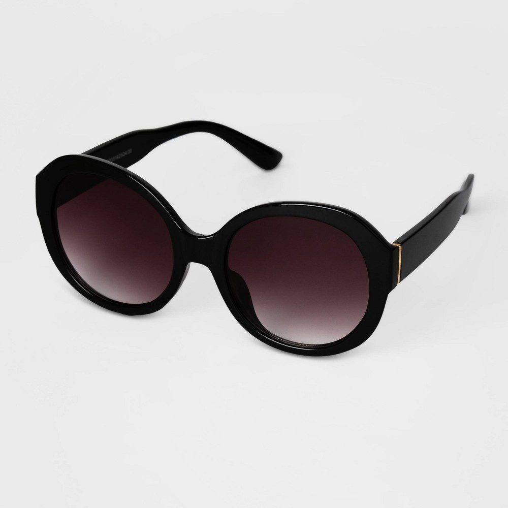 slide 2 of 2, Women's Oversized Round Sunglasses - A New Day Black, 1 ct