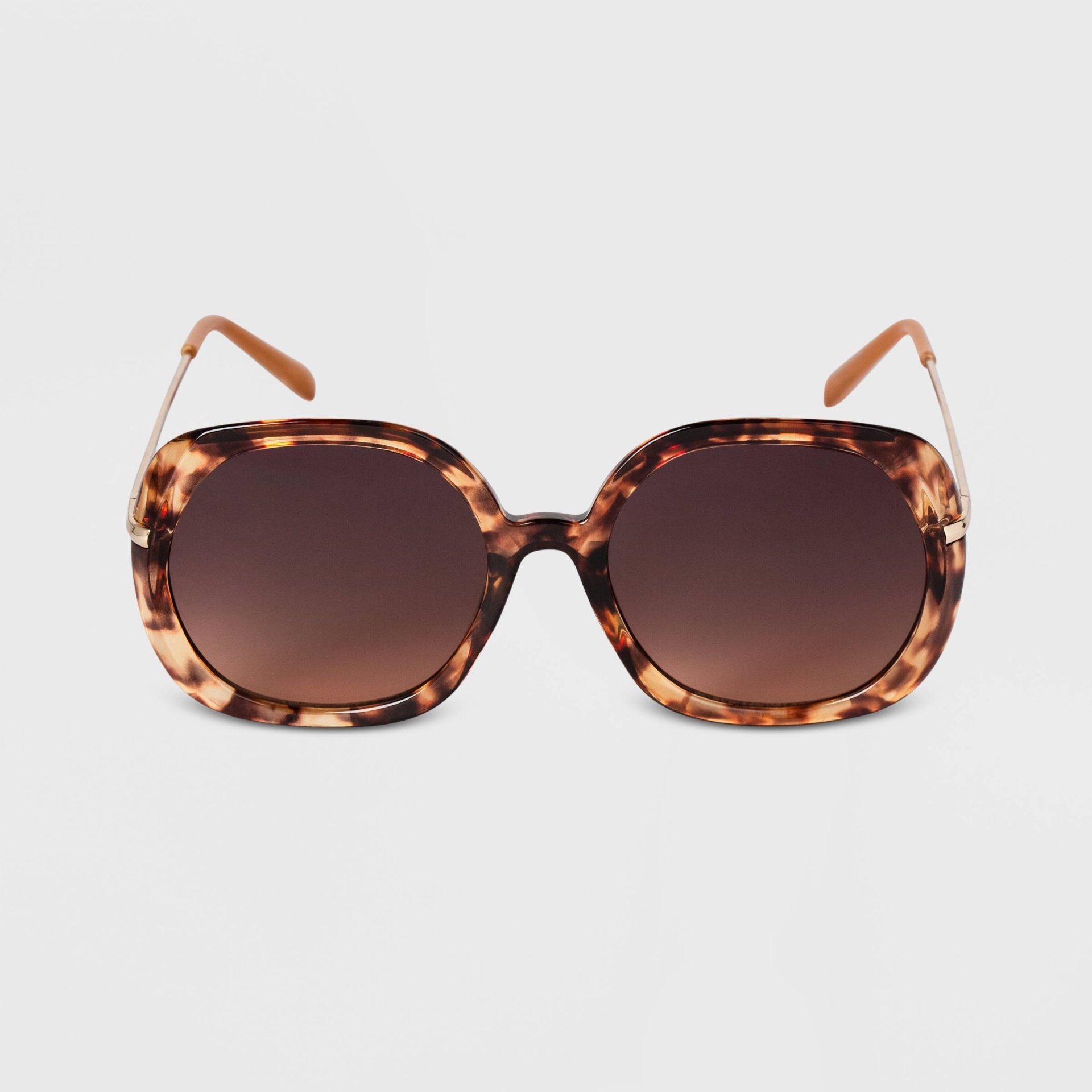 slide 1 of 2, Women's Crystal Tortoise Shell Oversized Round Sunglasses - A New Day Brown, 1 ct