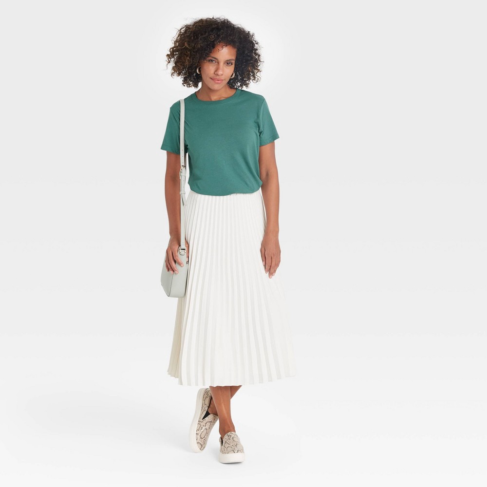 slide 3 of 3, Women's Short Sleeve T-Shirt - A New Day Teal M, 1 ct