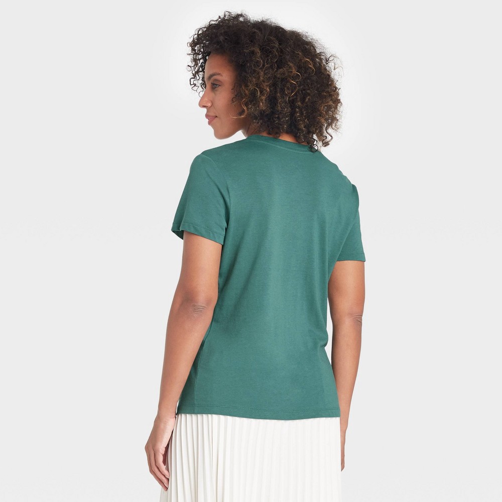 slide 2 of 3, Women's Short Sleeve Slim Fit T-Shirt - A New Day Teal XXL, 1 ct