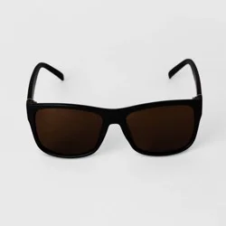 Men's Matte Square Sunglasses - Goodfellow & Co™ Black: UV Protection, Recycled Plastic Frame