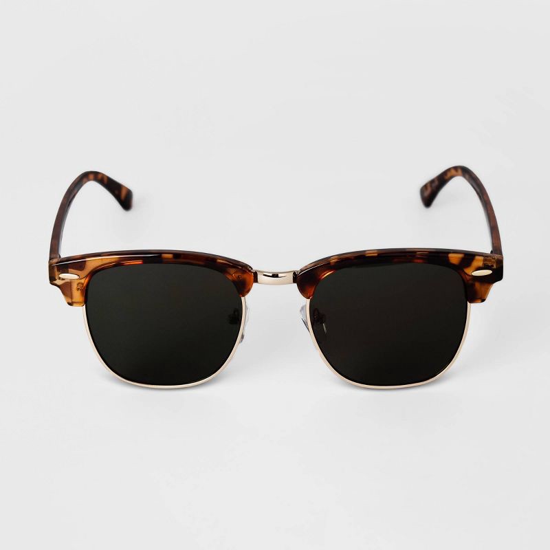 slide 1 of 2, Men's Retro Browline Sunglasses - Goodfellow & Co™ Brown: Tortoise Print, UV Protection, 1 ct