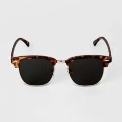 Men's Retro Browline Sunglasses - Goodfellow & Co™ Brown: Tortoise Print, UV Protection