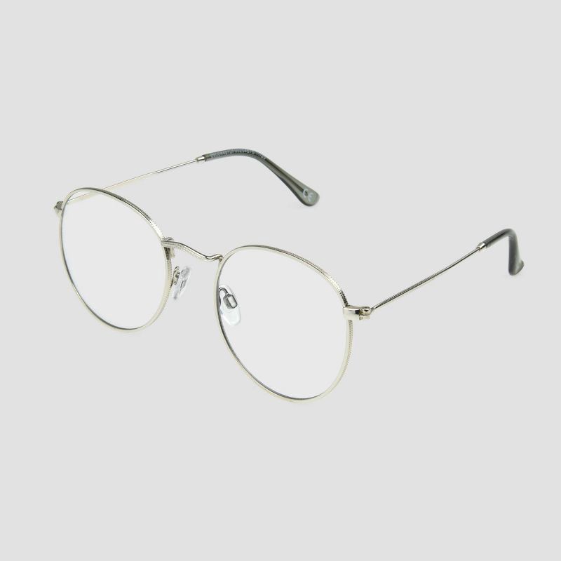 slide 2 of 2, Men's Round Blue Light Filtering Glasses - Original Use™ Silver, 1 ct