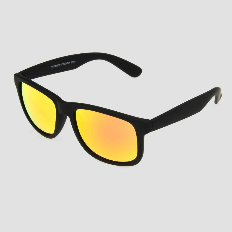 slide 2 of 2, Men's Square Sunglasses with Mirrored Lenses - Original Use™ Black: Scratch-Resistant, UV Protection, 1 ct